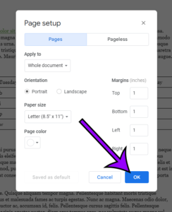 how to change background color in Google Docs